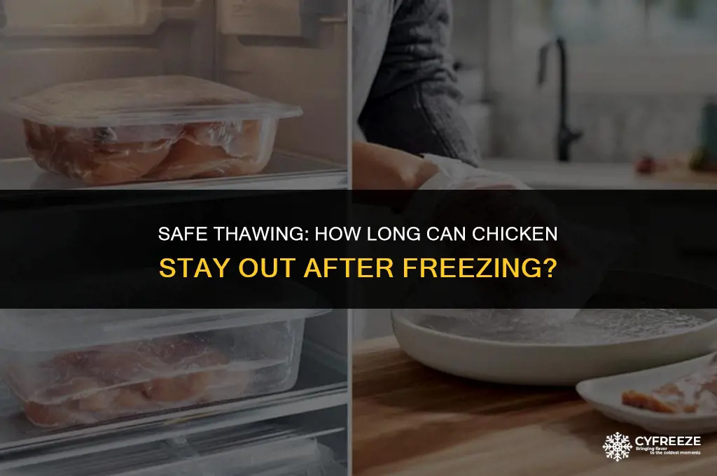 how long can chicken stay out after freezing