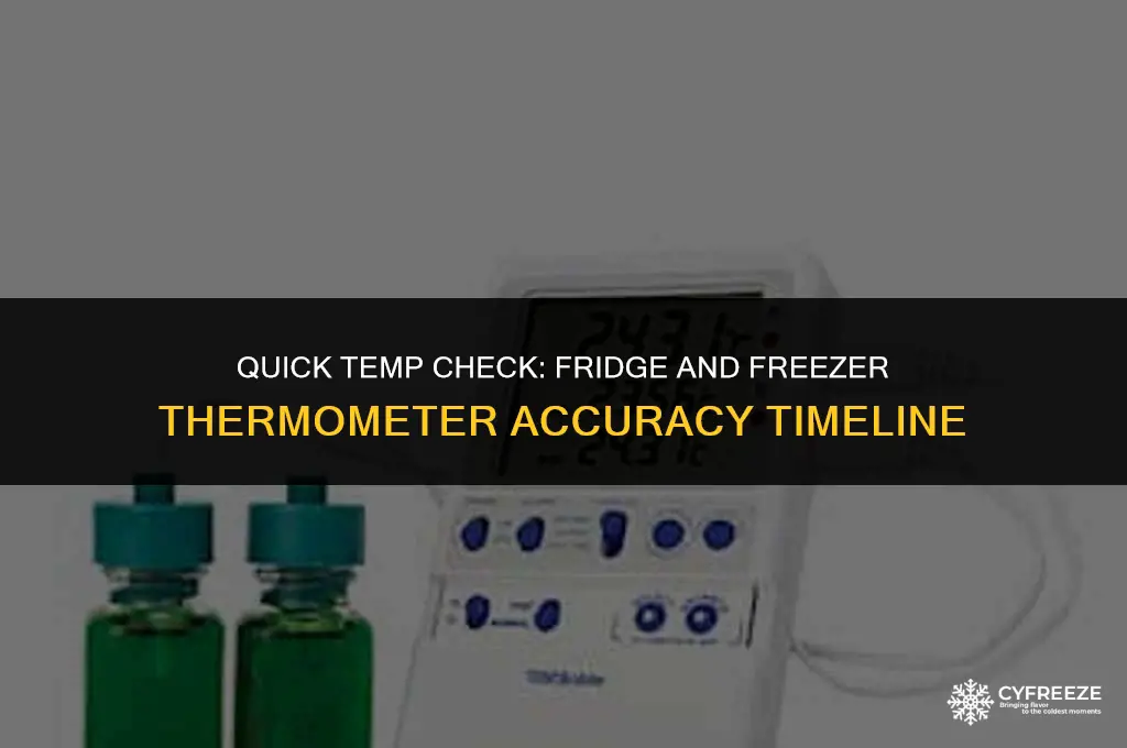 how long for fridge or freezer thermometer to read
