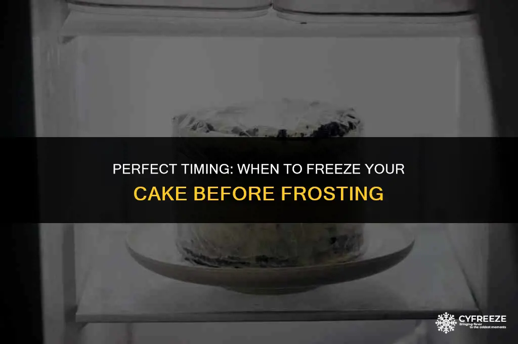 how long to put cake in freezer before frosting