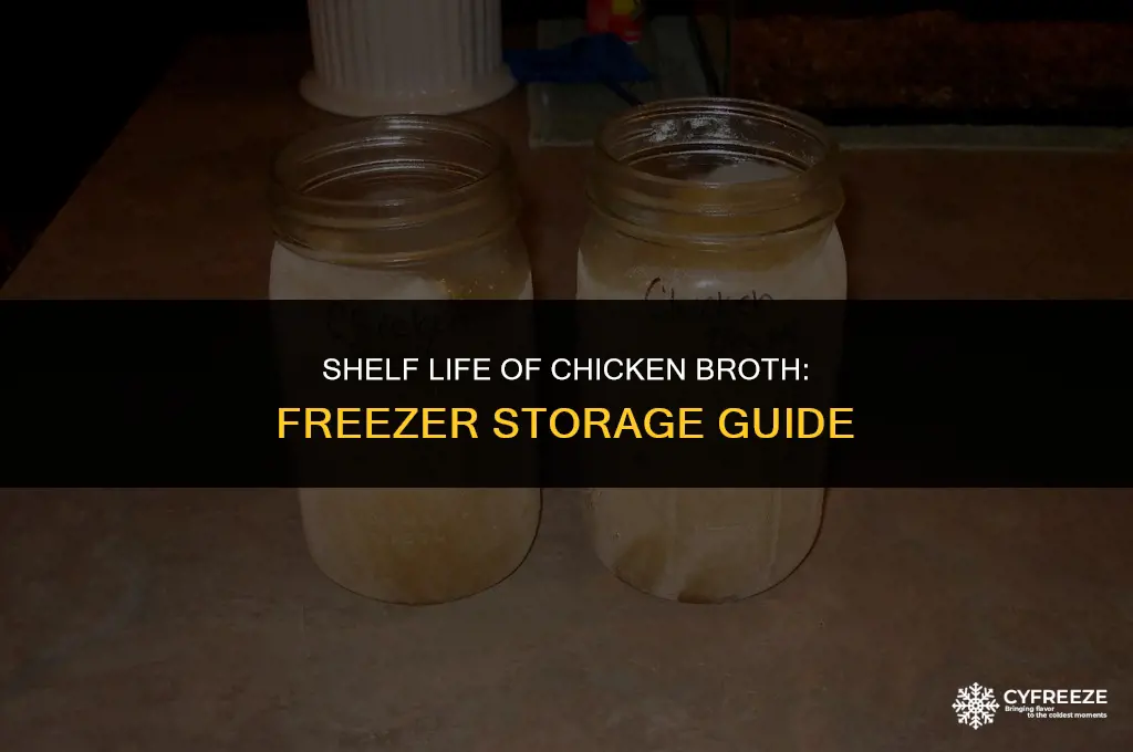 how long will chicken broth keep in the freezer