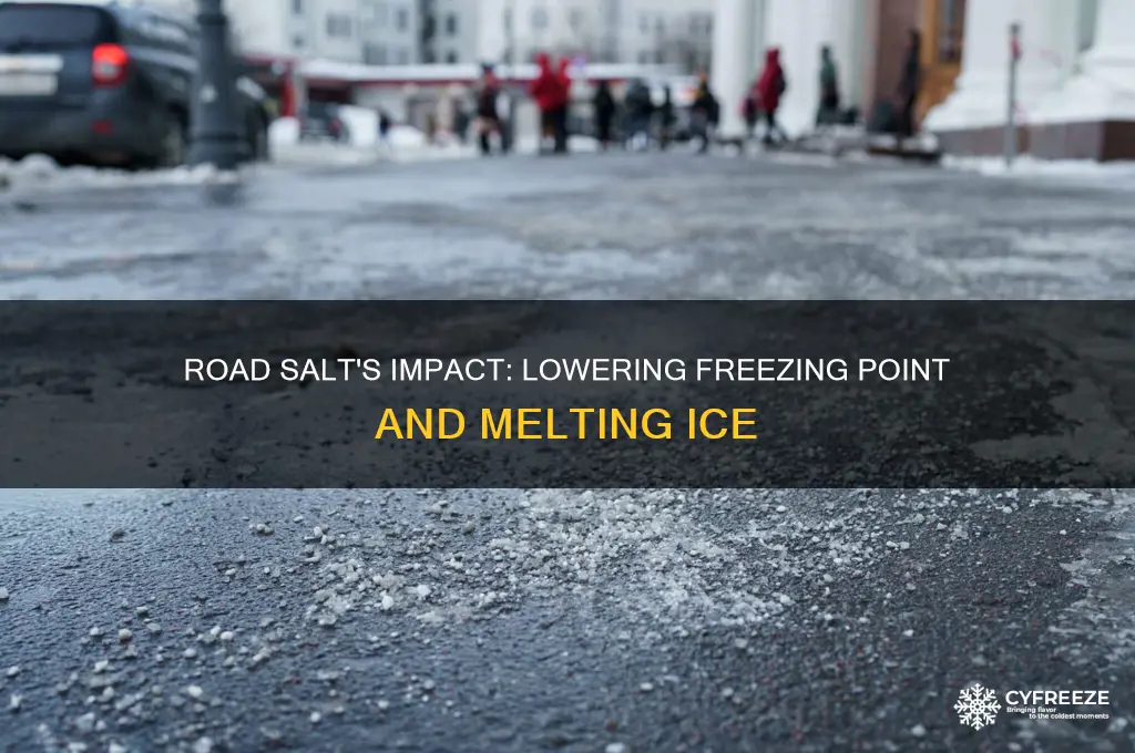 how much does road salt lower the freezing point
