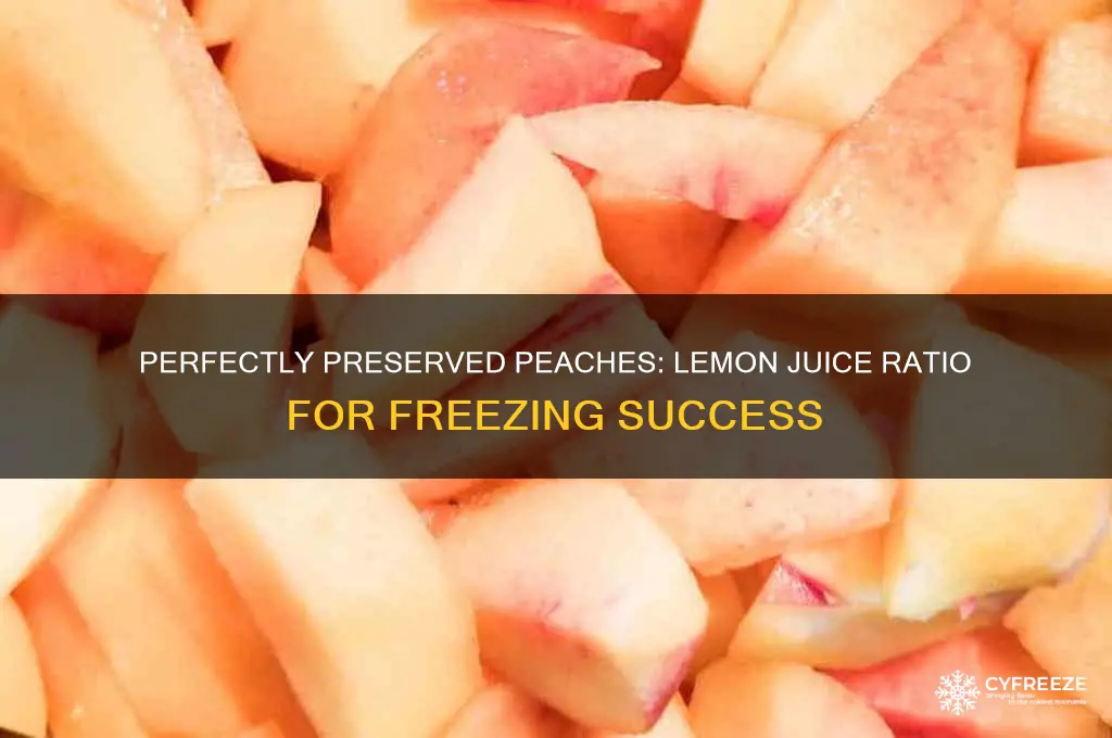 how much lemon juice to use when freezing peaches