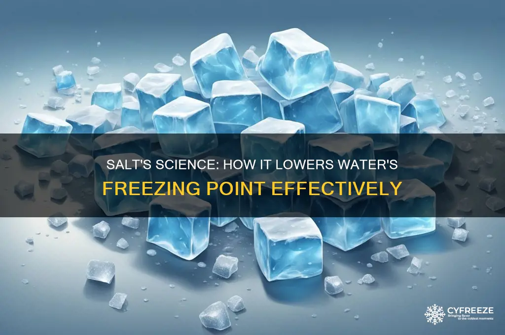 how salt melts lower freezing point