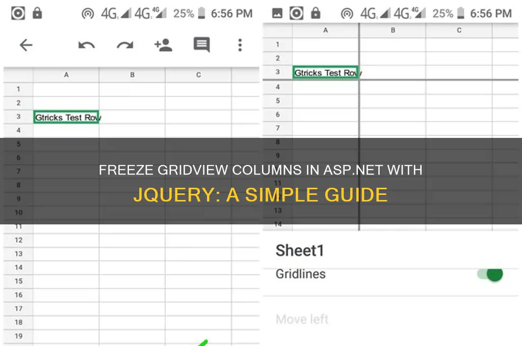 how to freeze gridview column in asp net using jquery