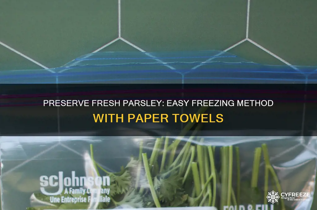 how to freeze parsley using paper towels