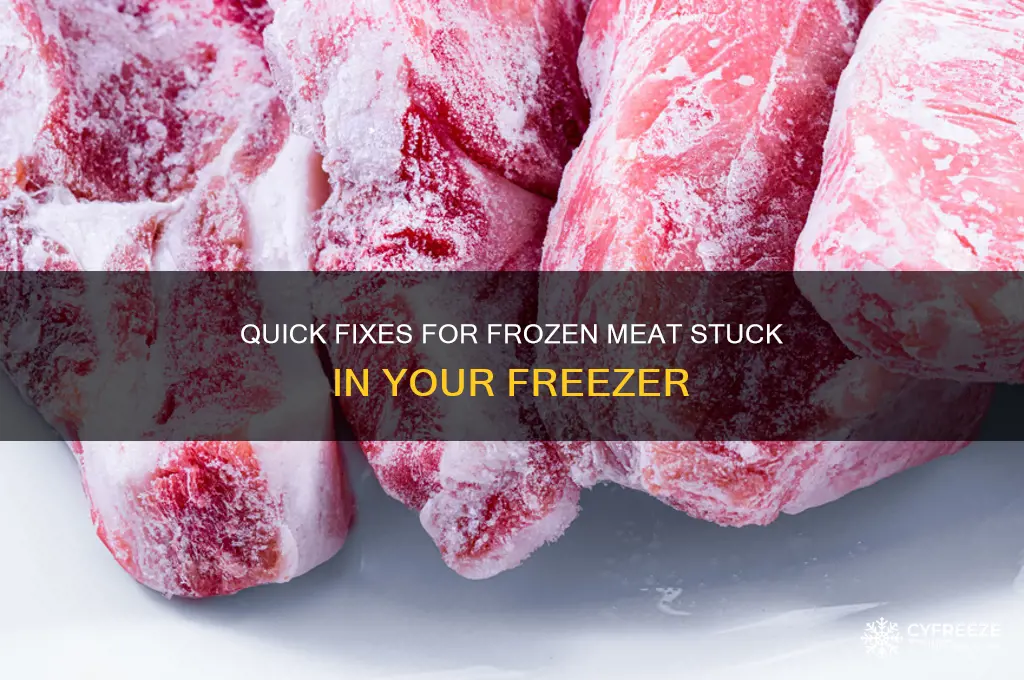 how to get frozen meat stuck in freezer
