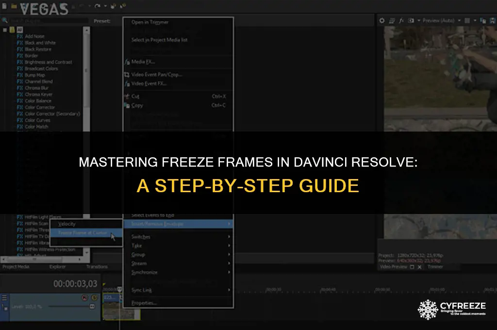 how to make a freeze frame in davinci resolve