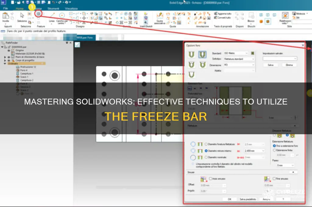 how to use freeze bar in solidworks