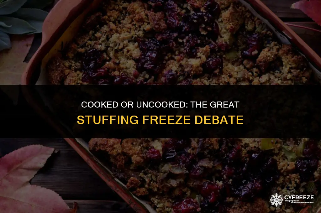 is it better to freeze stuffing cooked or uncooked