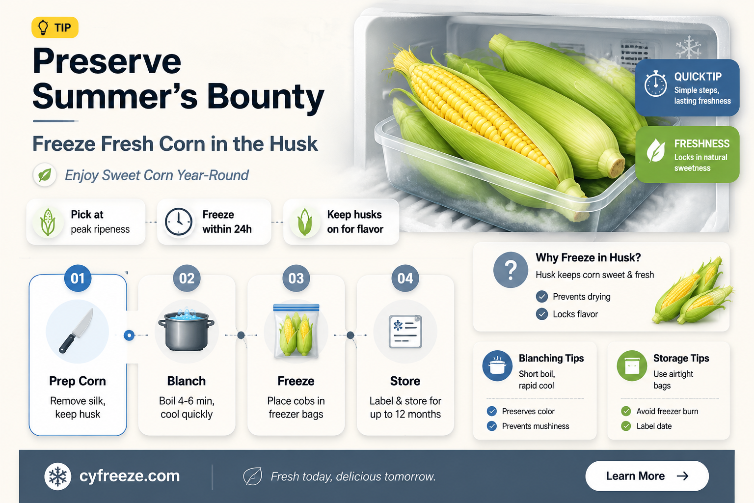 can you freeze fresh corn in the husk