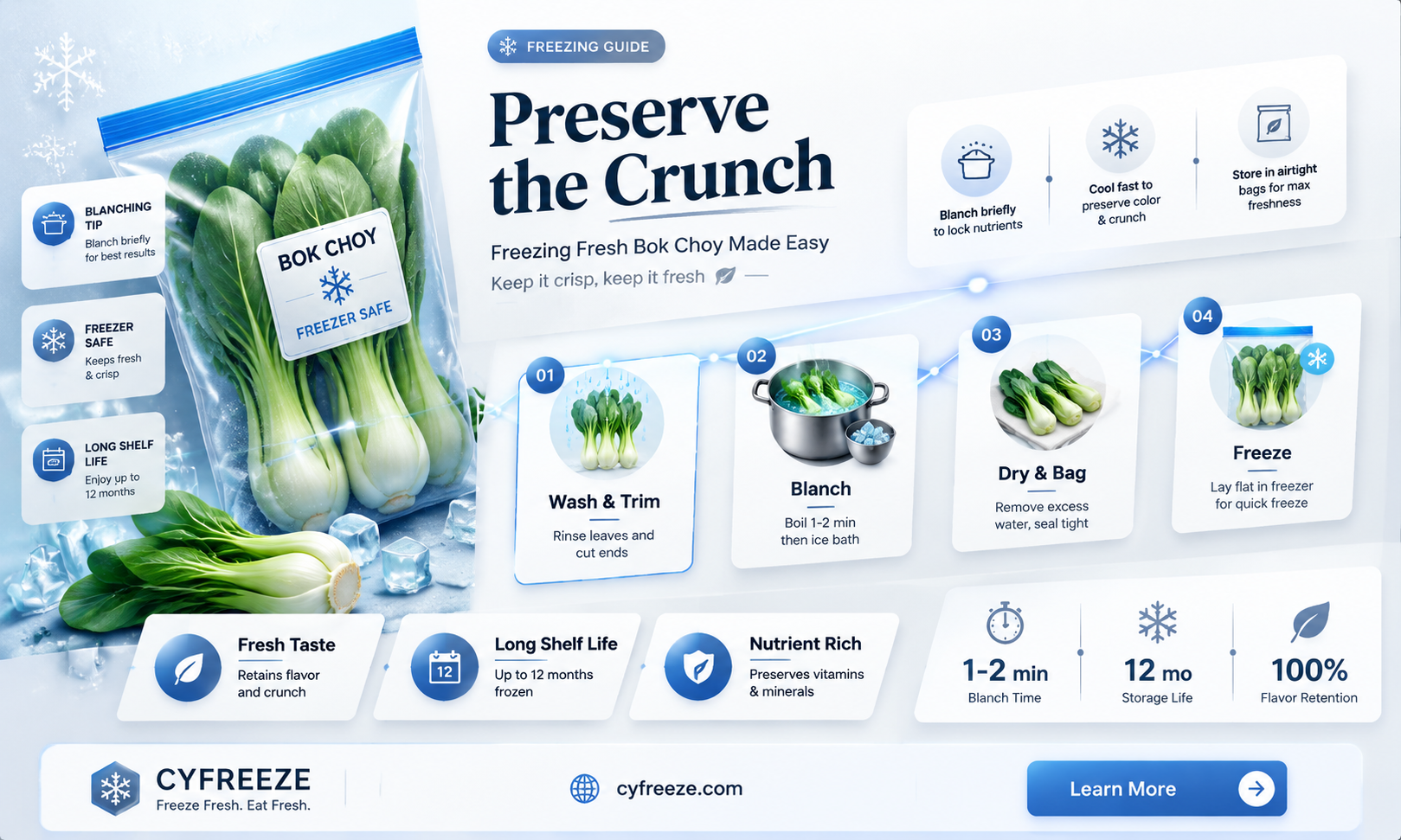can you freeze fresh bok choy