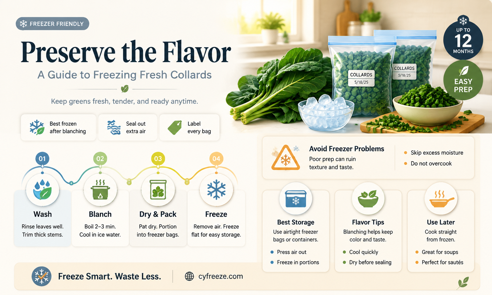can you freeze fresh collards