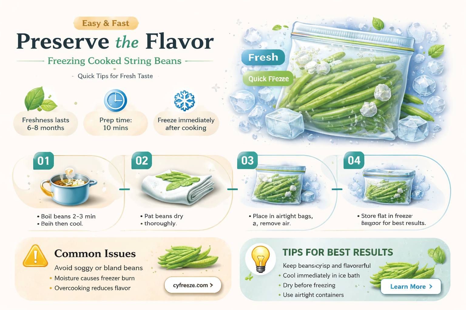can you freeze cooked string beans