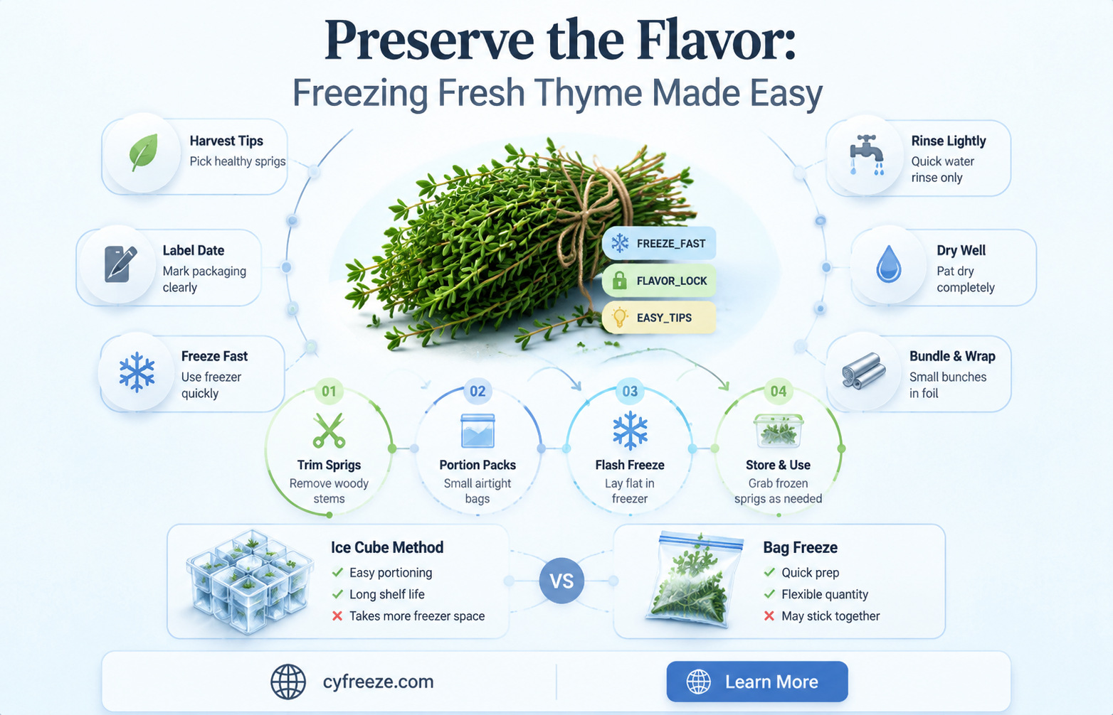 can you freeze fresh thyme