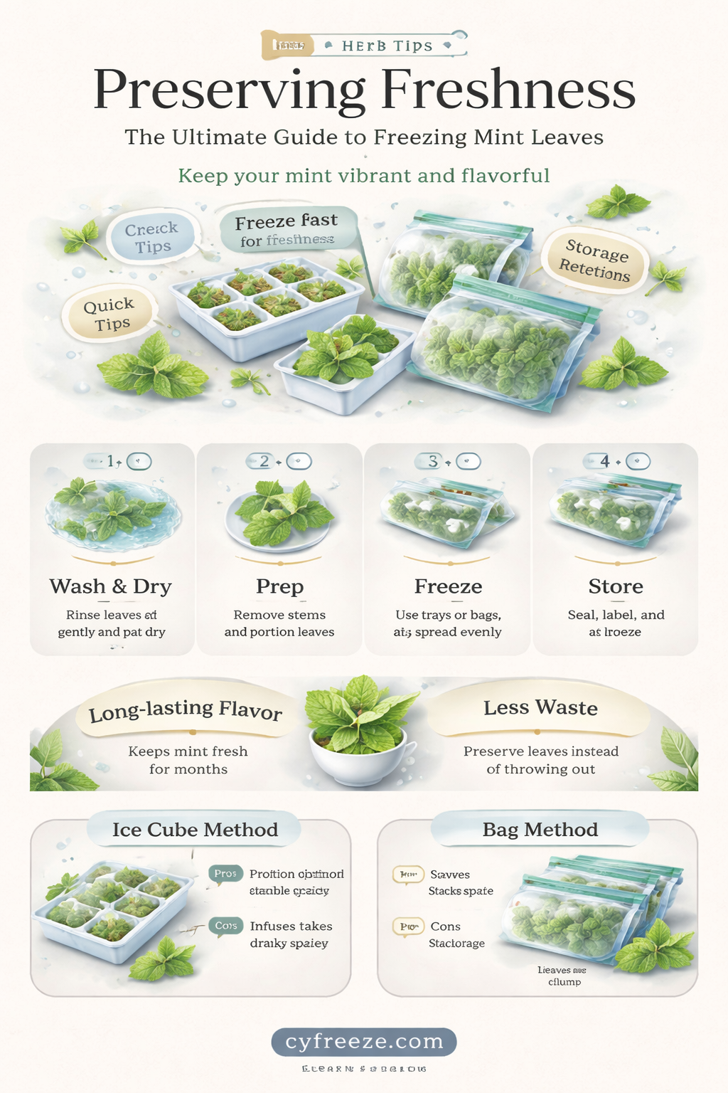 can you freeze fresh mint leaves