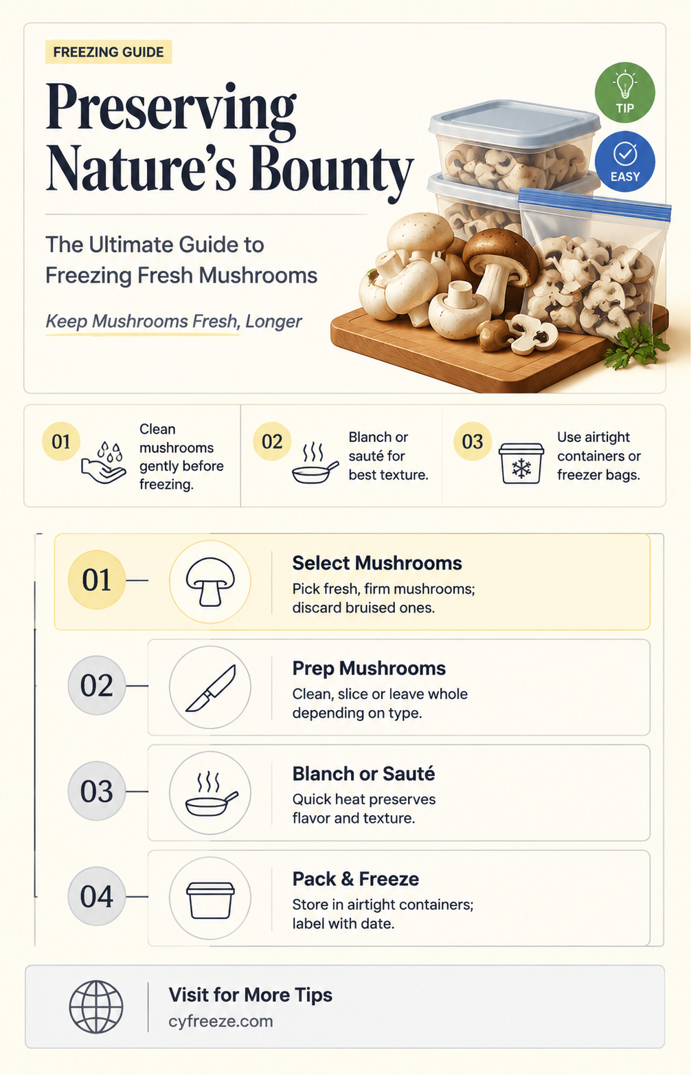 can you freeze fresh mushrooms uncooked