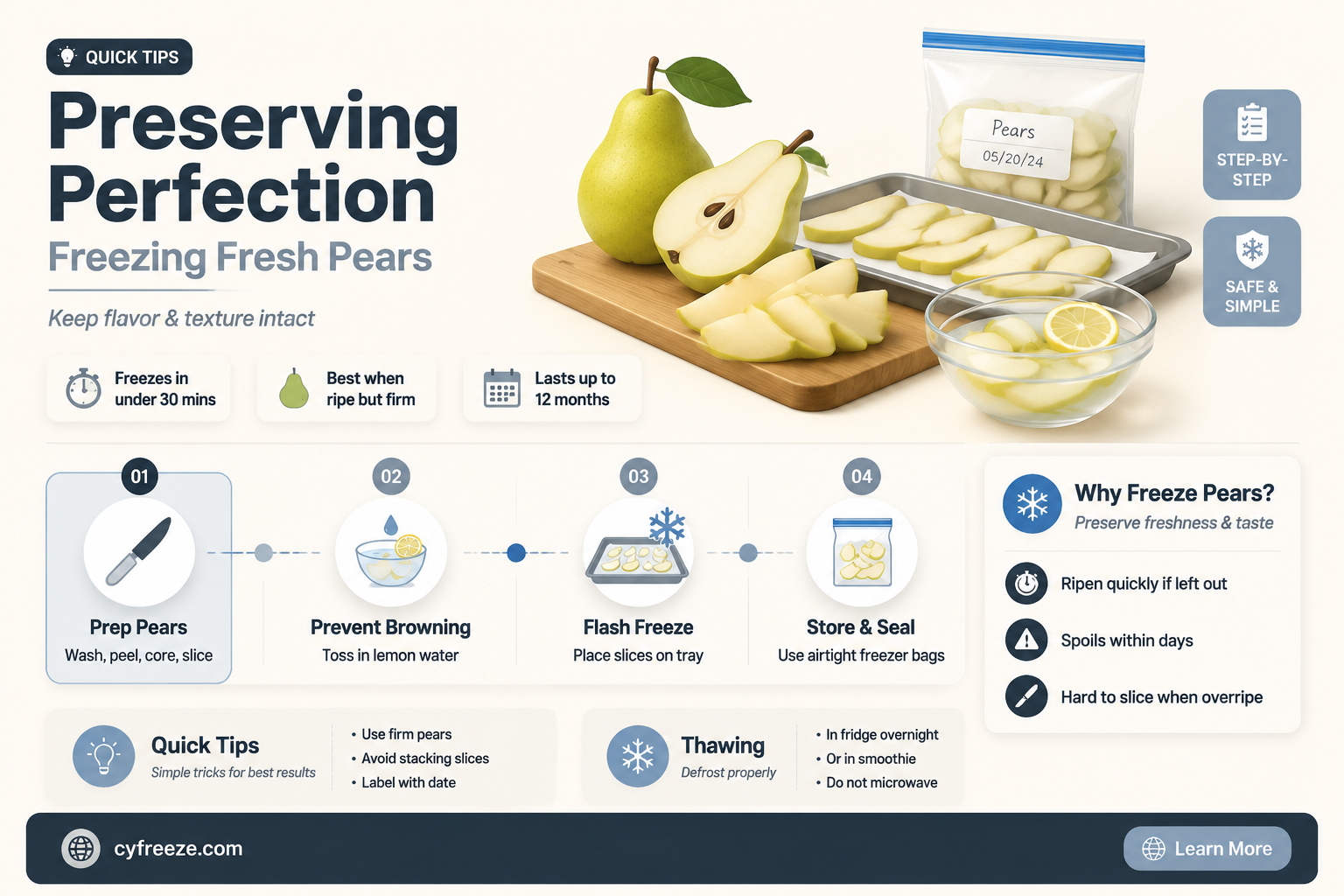 can you freeze fresh pears