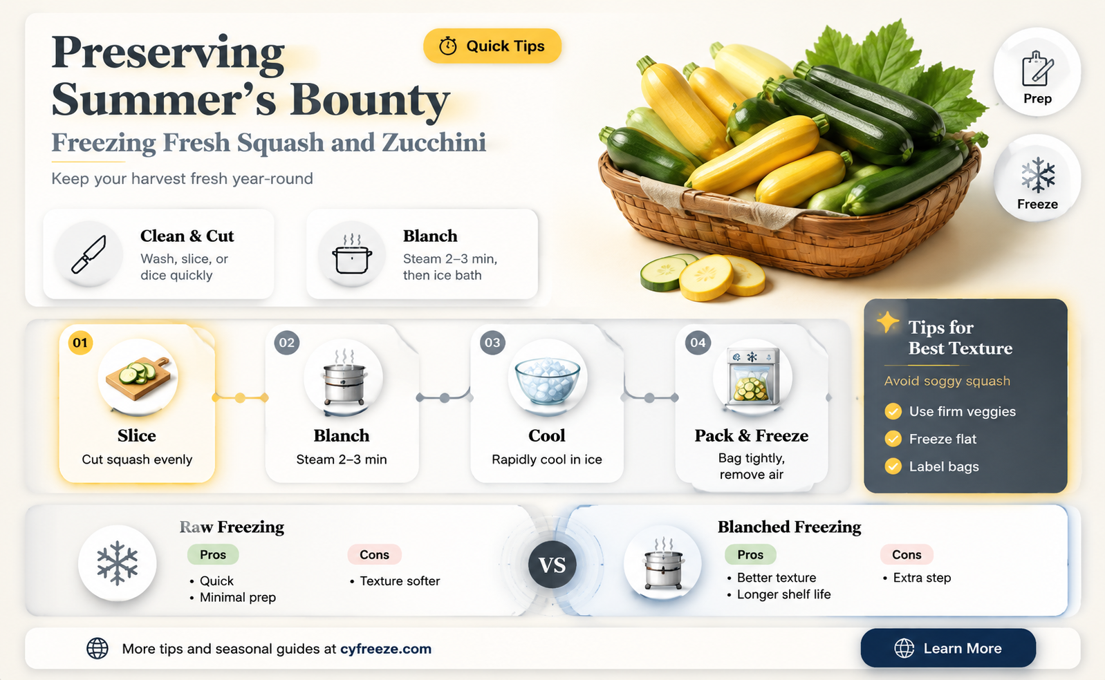 can you freeze fresh squash and zucchini