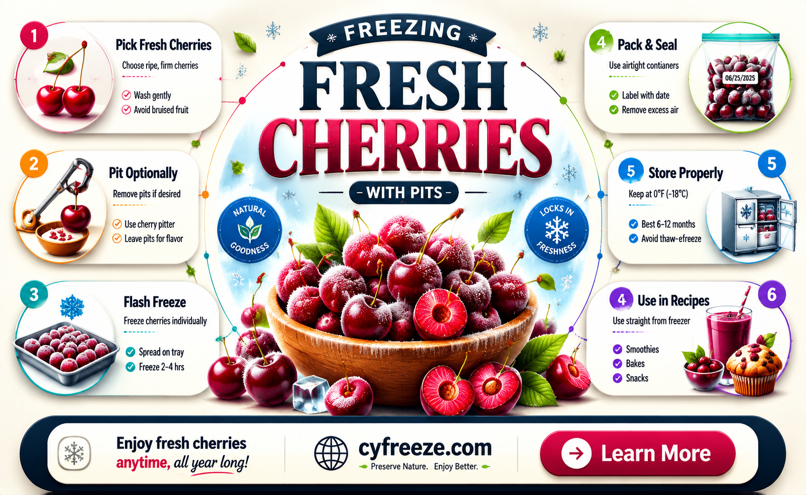 can you freeze fresh cherries with pits
