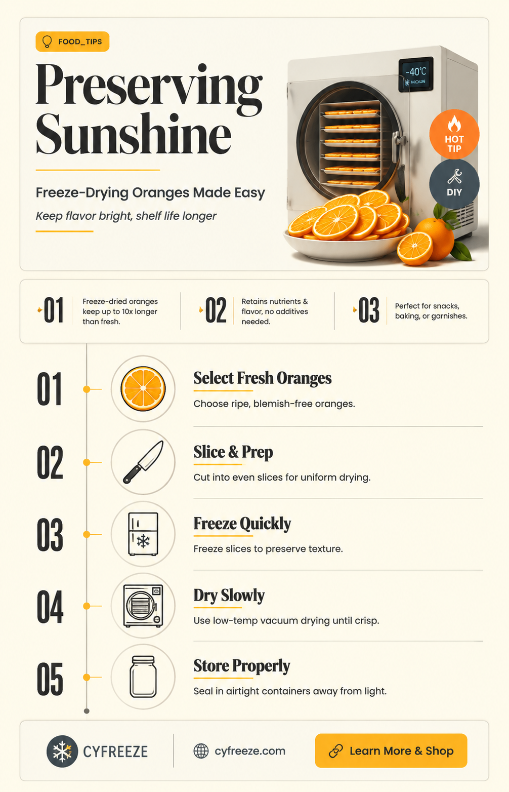 can you freeze dry oranges