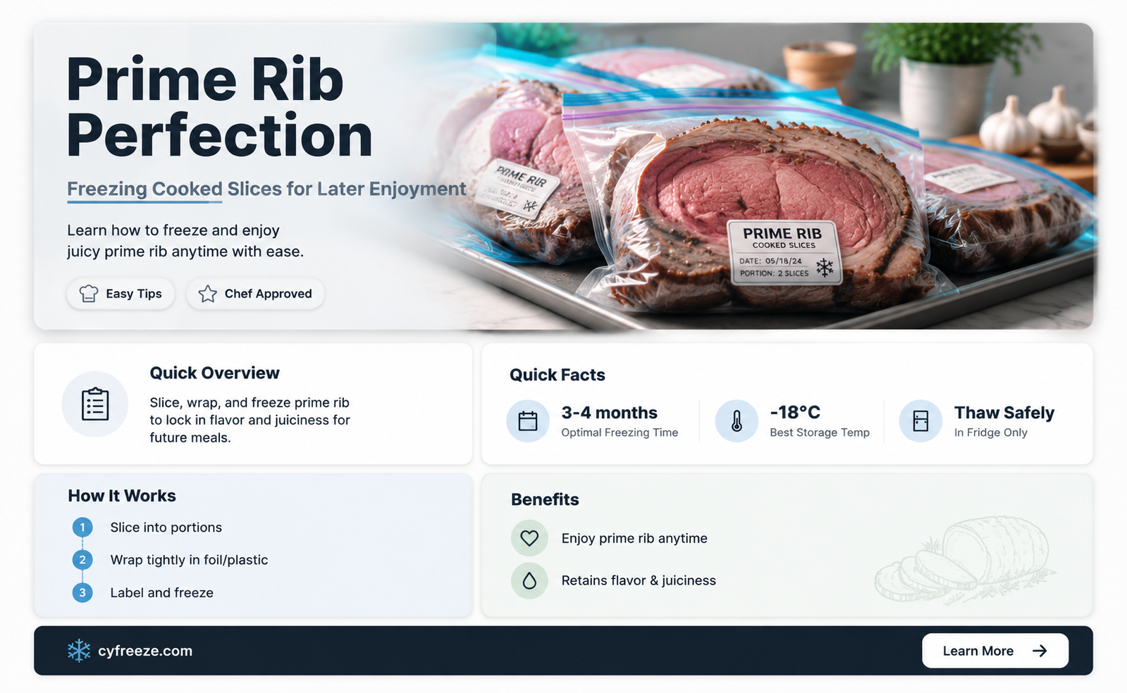 can you freeze cooked prime rib slices