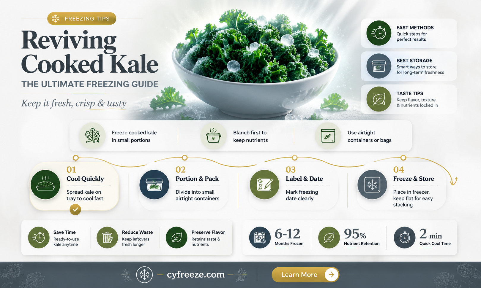 can you freeze cooked kale