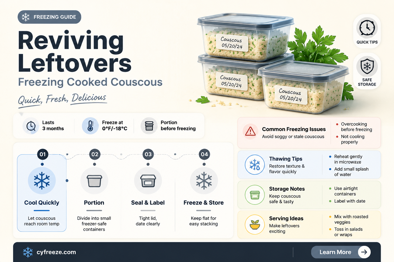 can you freeze cooked couscous
