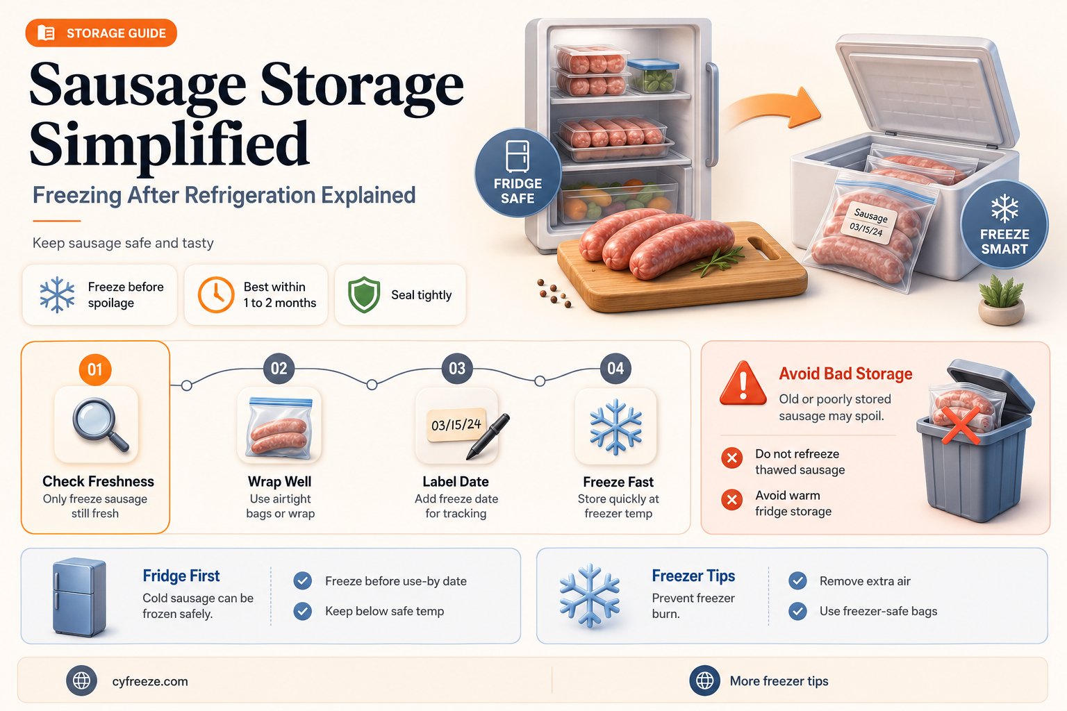 can you freeze sausage after its been in the fridge