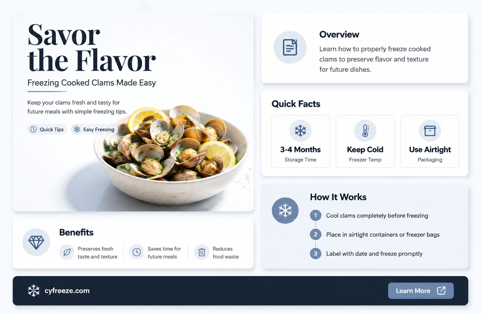 can you freeze cooked clams