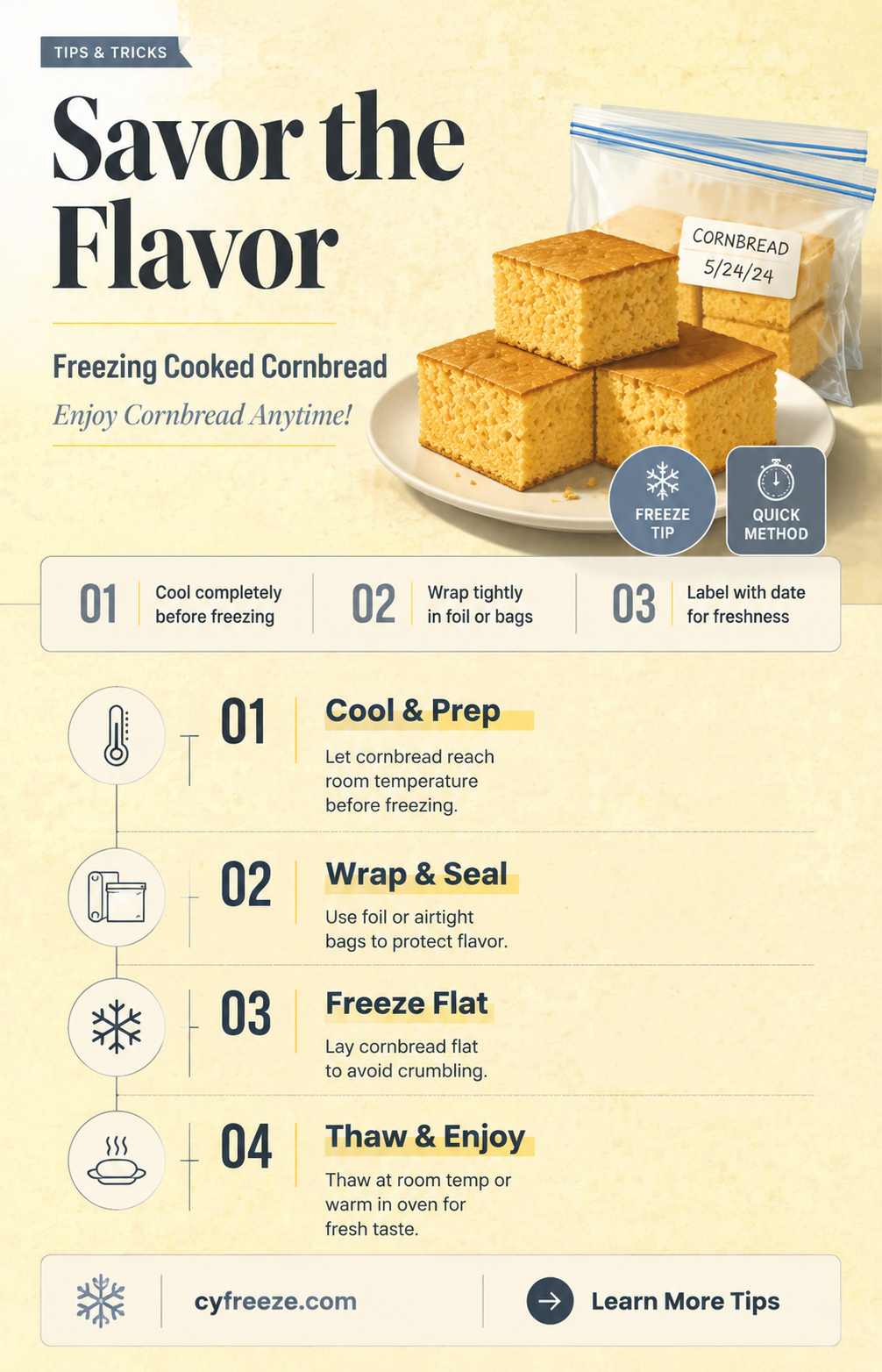 can you freeze cooked cornbread