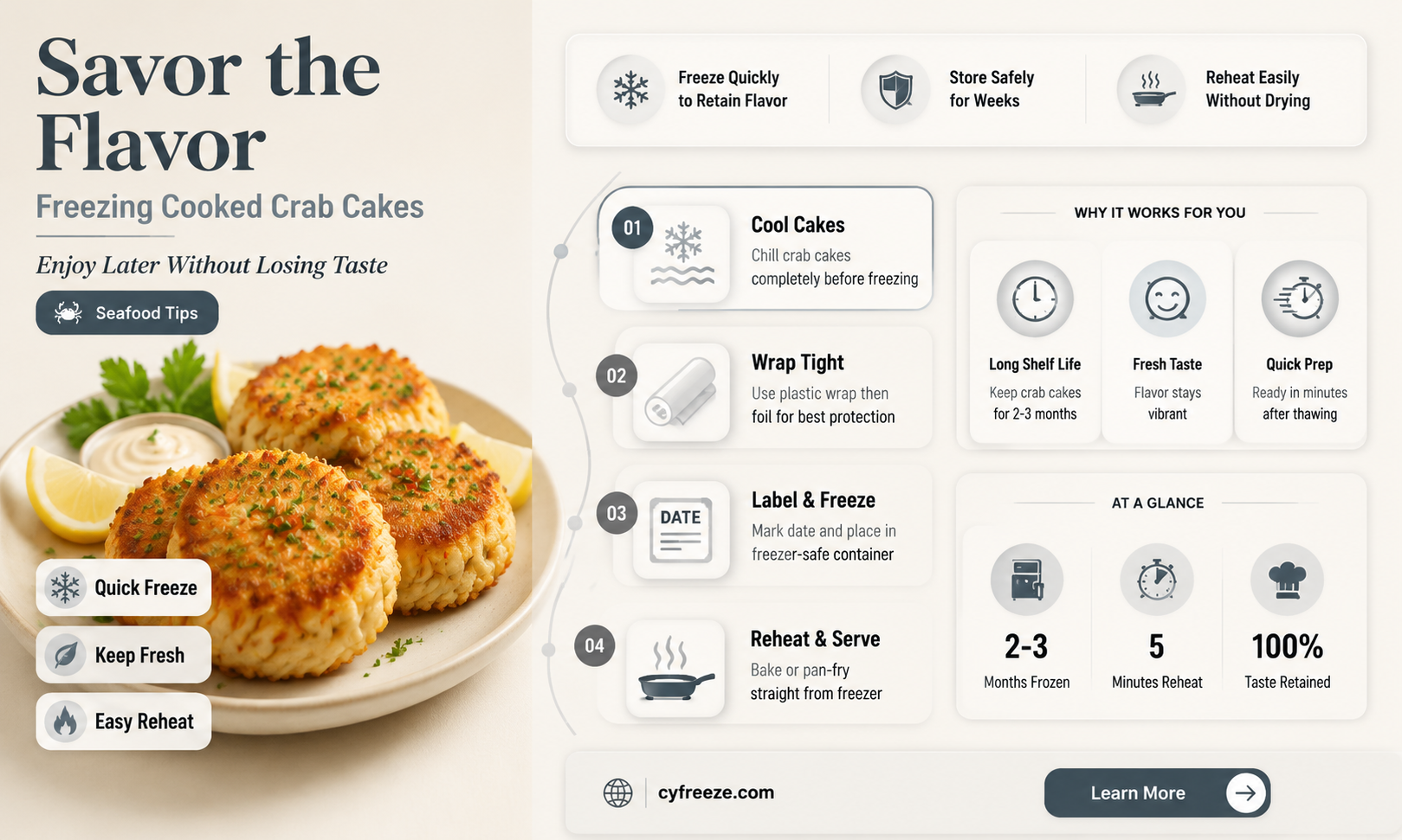 can you freeze cooked crab cakes