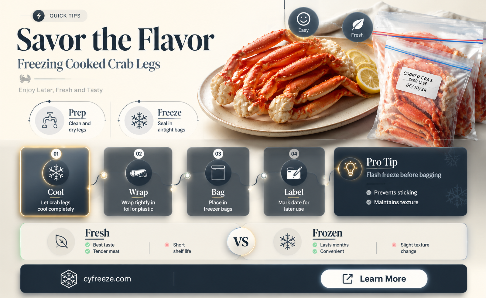 can you freeze cooked crab legs