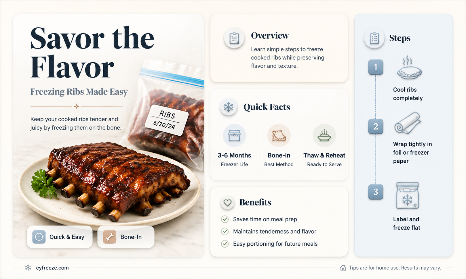 can you freeze cooked ribs on the bone