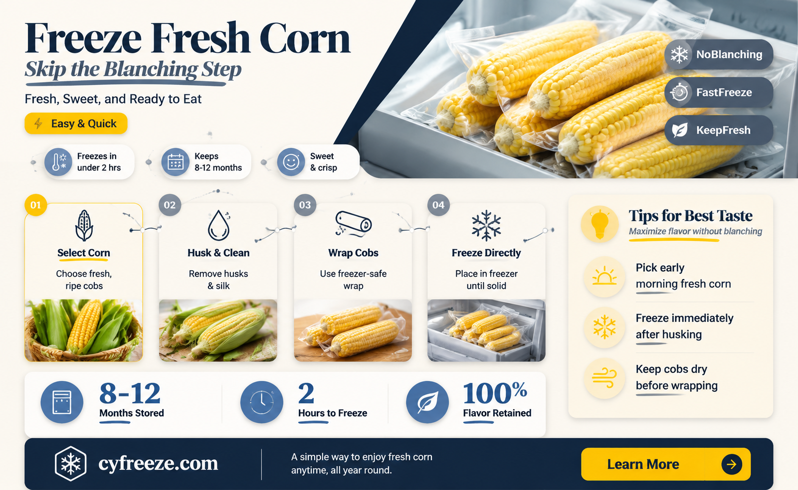 can you freeze fresh corn on the cob without blanching