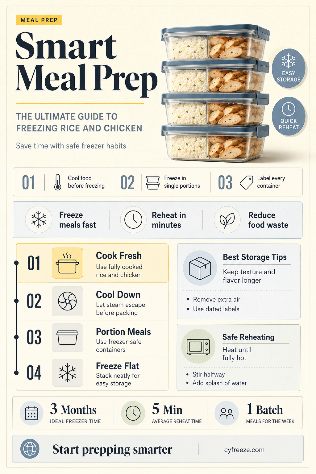 can you freeze rice and chicken