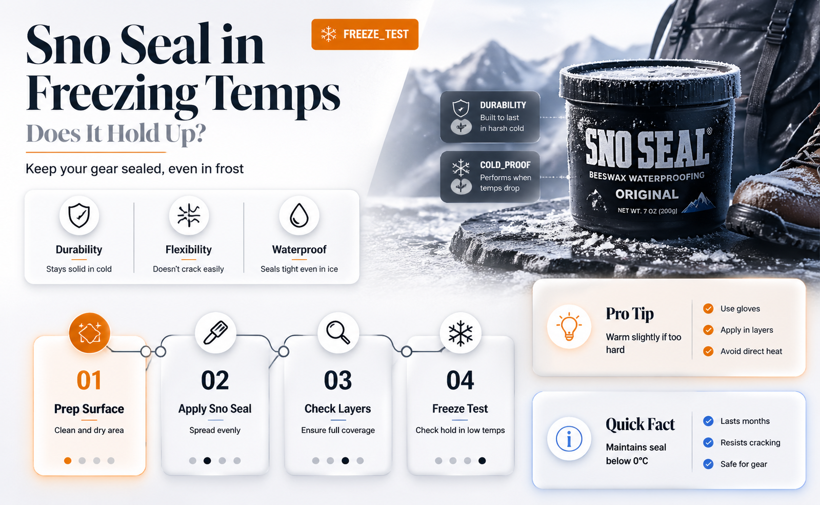 can sno seal withstand freezing temperatures