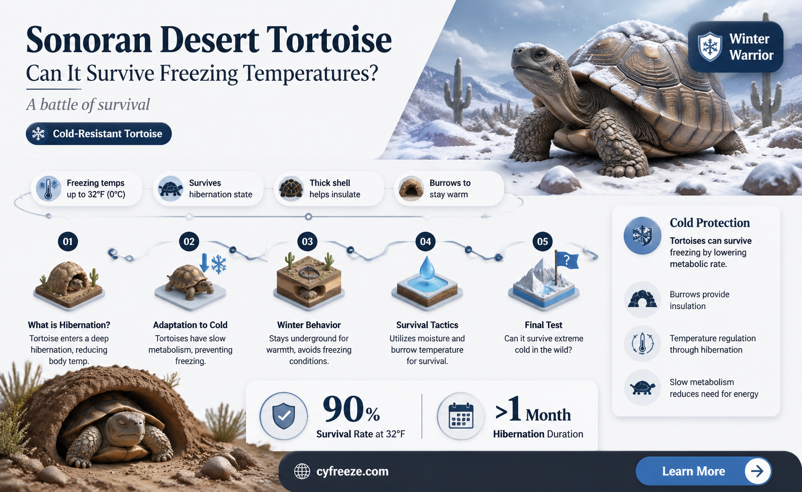 can sonoran desert tortoise survive freezing temperatures