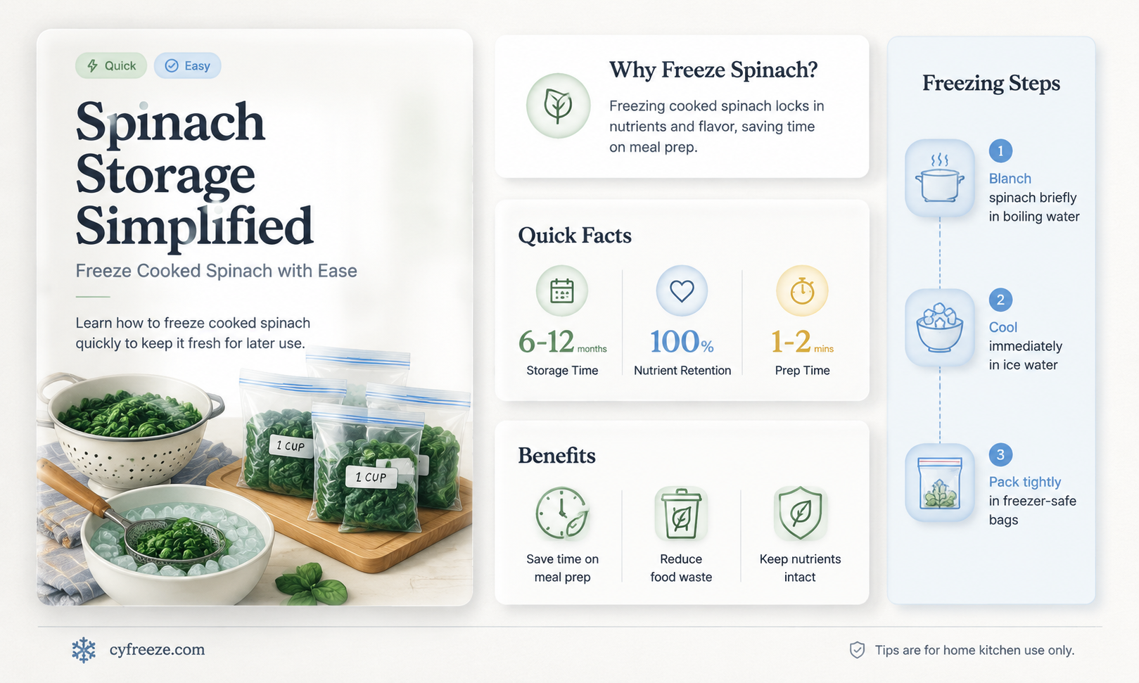 can you freeze cooked spinach