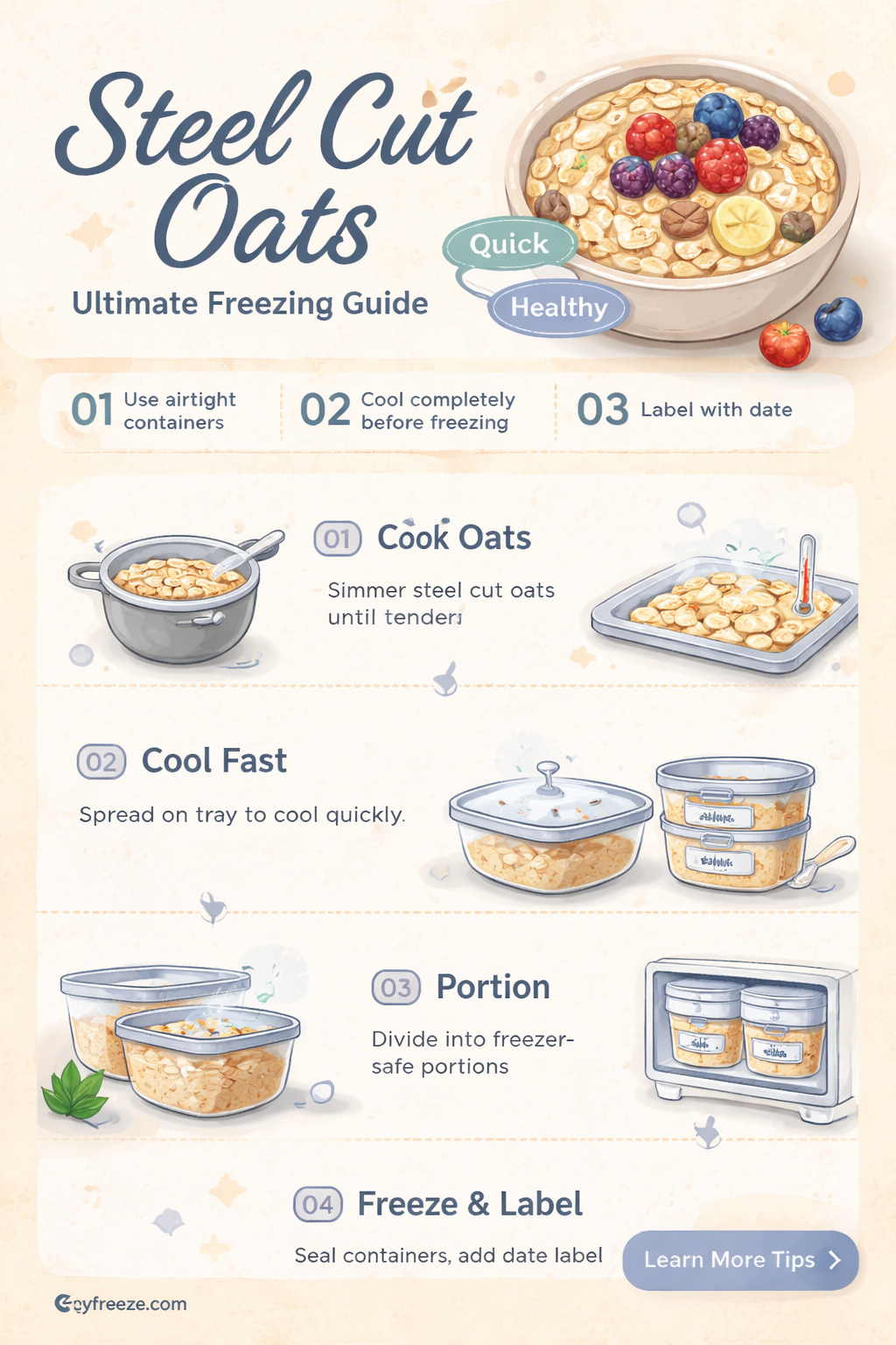 can you freeze cooked steel cut oats