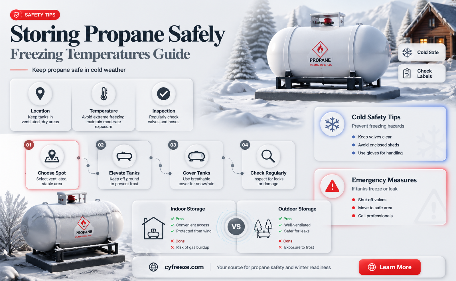 can propane tanks be stored in freezing temperatures