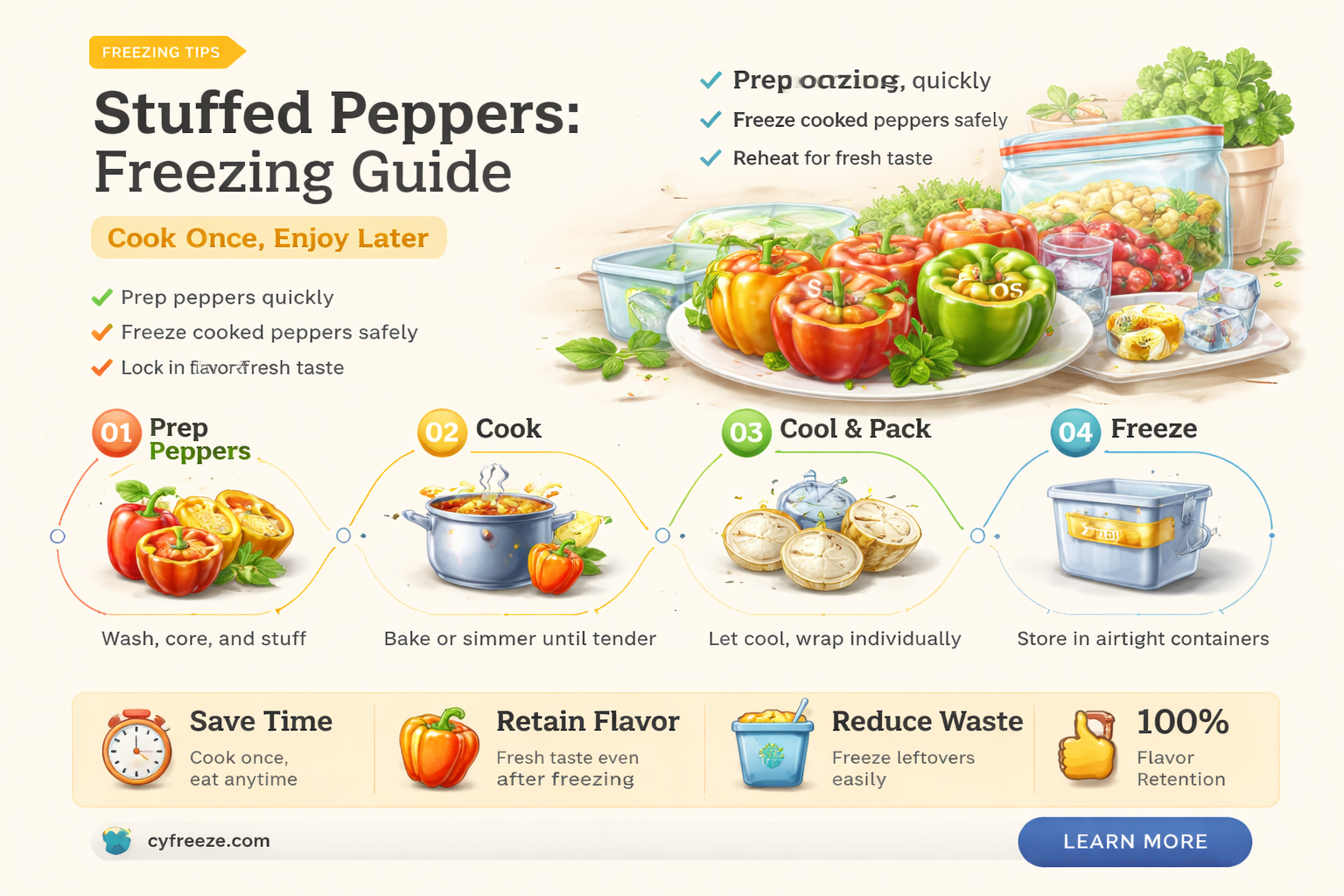 can you freeze cooked stuffed peppers