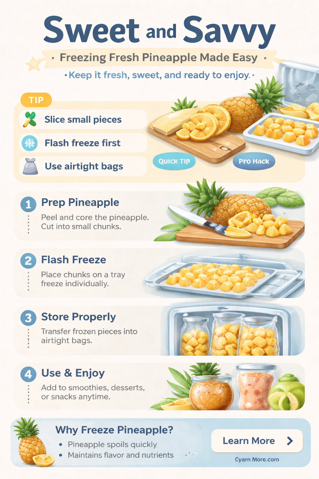 can you freeze fresh cut pineapple