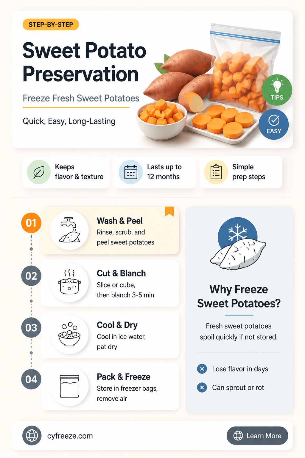 can you freeze fresh sweet potatoes