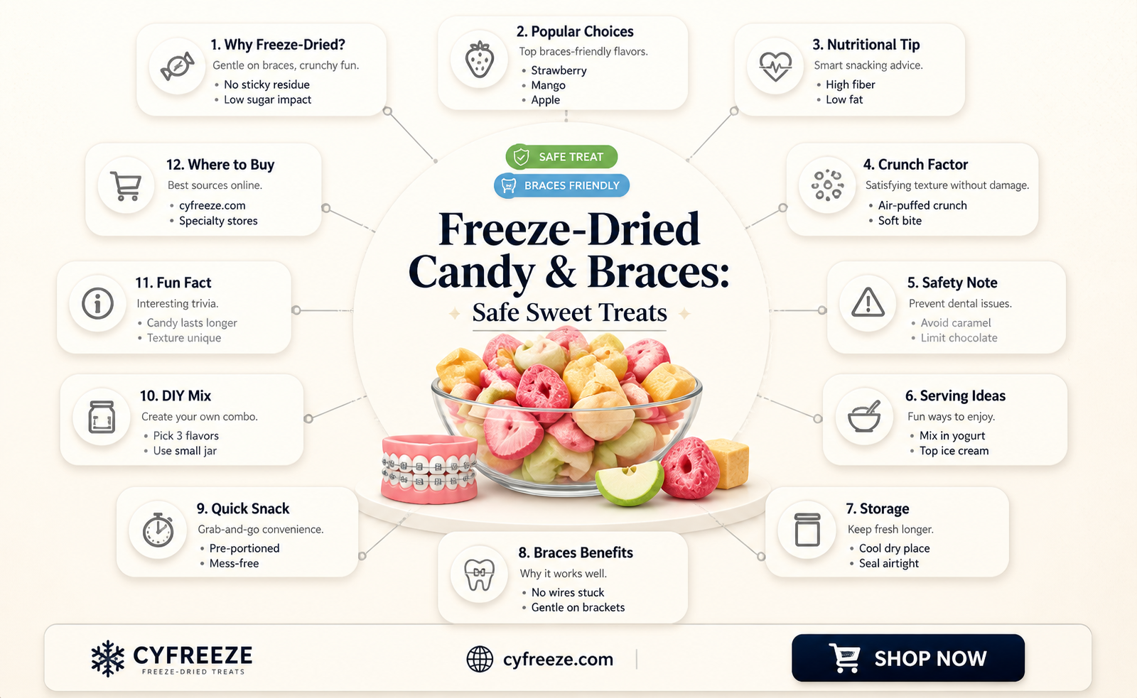 can you eat freeze dried candy with braces