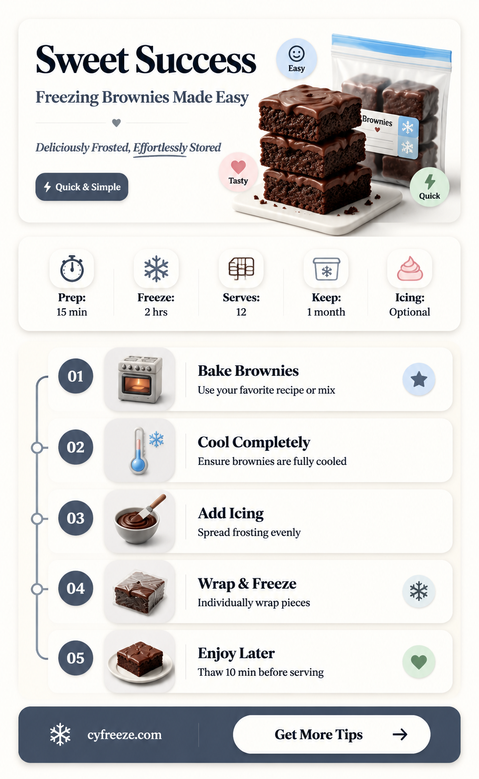 can you freeze brownies with icing