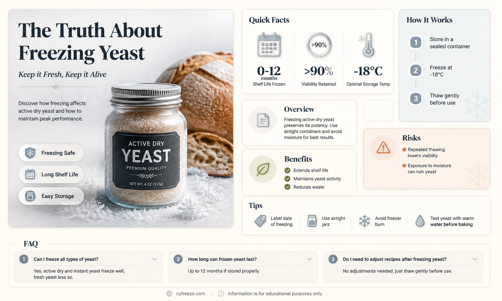 can you freeze active dry yeast