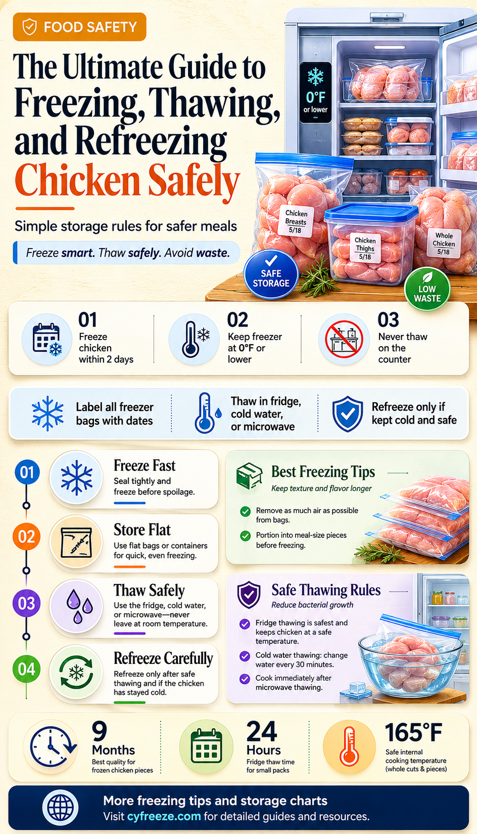 can you freeze thaw and refreeze chicken