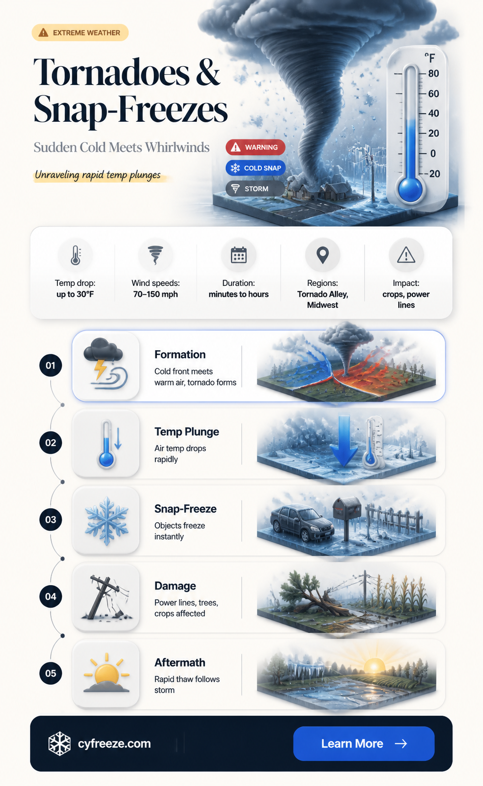 can tornadoes cause sudden temperature snap-freezes