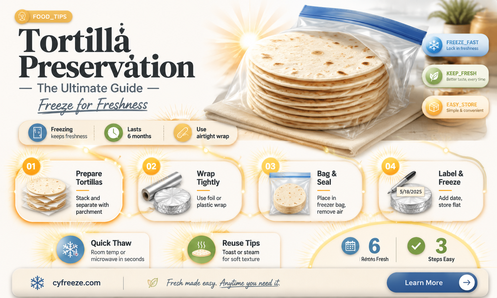 can you freeze flour tortillas to keep it fresh