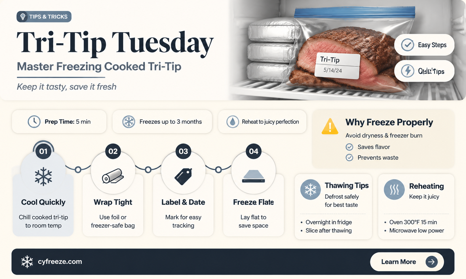 can you freeze cooked tri tip